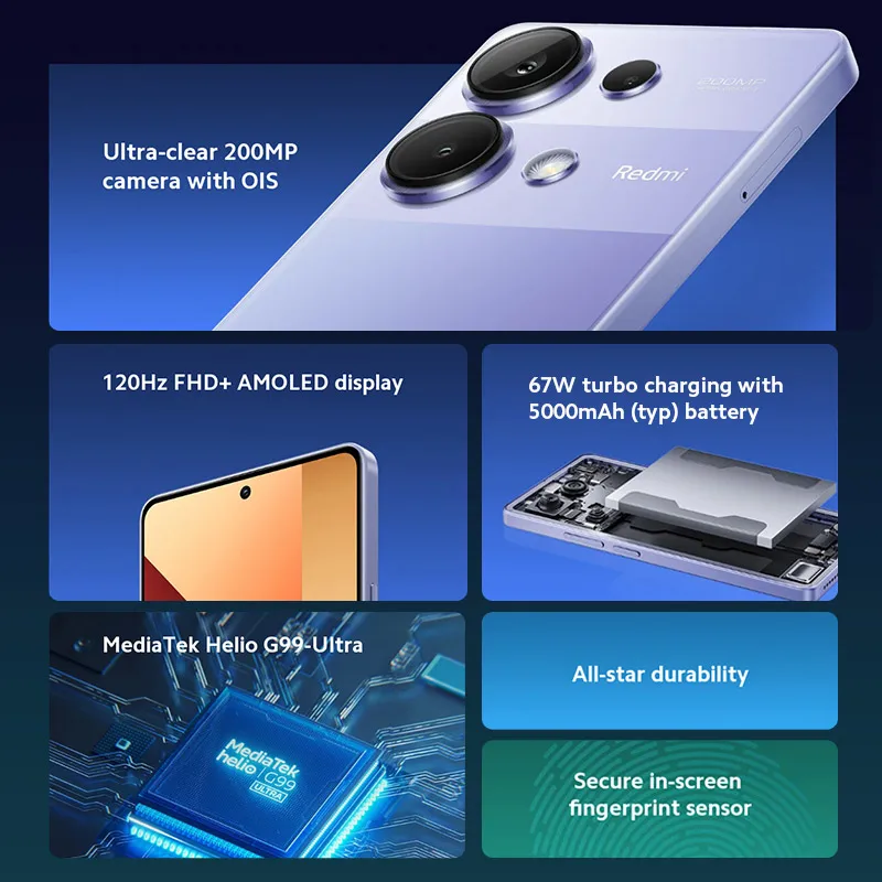 Nieuwe Global Version Xiaomi Redmi Note 13 Pro 4G Smartphone MTK Helio G99-Ultra 6.67 \