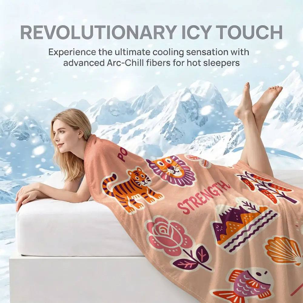 Animal Print Cooling Blanket, Vibrant Digital Printed Summer Cooling Throw for Bed Sofa, Soft Lightweight Bedding Set