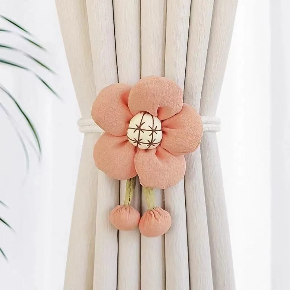 Fashion Adjustable Flower Shape Curtain Tieback Elastic Band Cartoon Curtain Buckle Curtain Rope Kids Room Home Decor