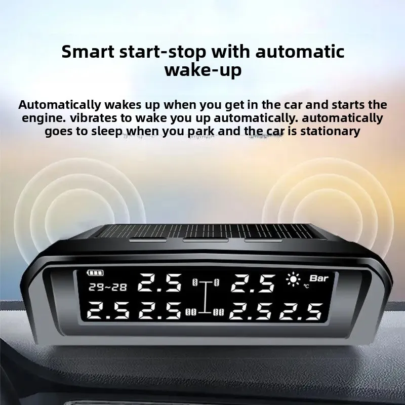 Solar truck tire pressure monitor, tire pressure monitor
