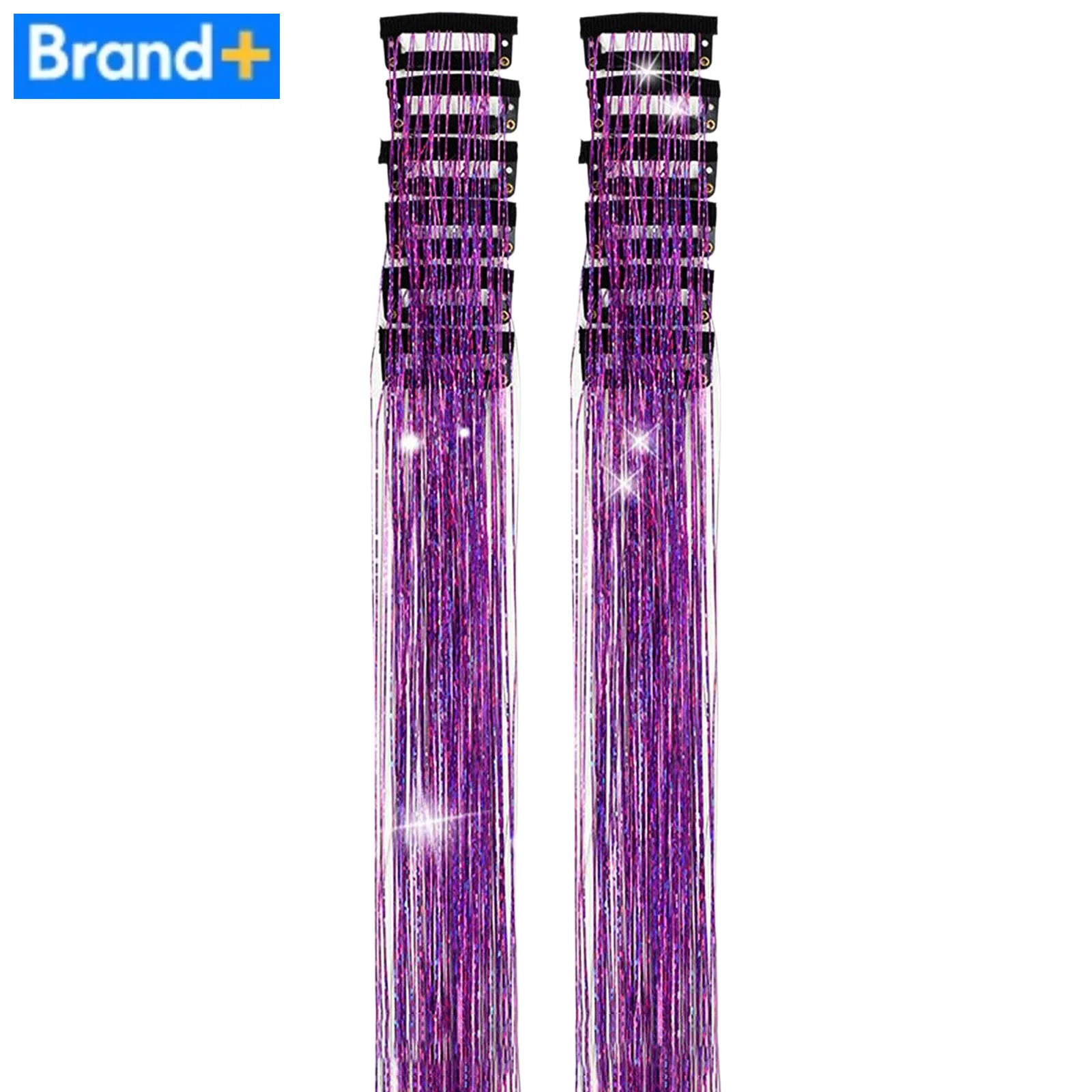 

Hair Tinsel 12 Pcs Kit - 19.6 Inch Glitter Fairy Clip-In Hair Extensions, Colorful & Heat Resistant Synthetic Hair Tinsel