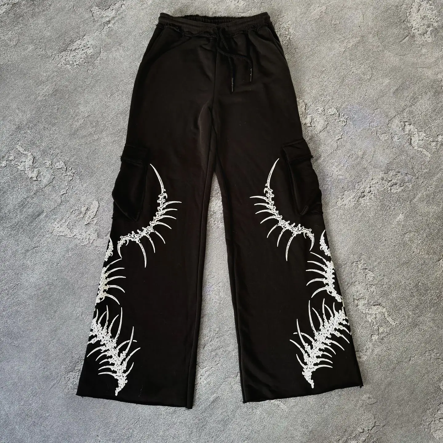 Y2kstreetwear Hip-Hop Punk Street Dance Casual Pants, High Street Printed Elastic Vintage Printed Work Pants Fall Winter Outfit
