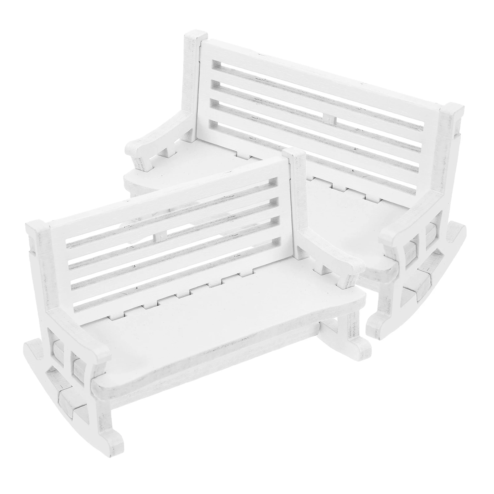 2 pçs mini cadeira de balanço ornamentos casa cadeiras internas dentro do carro madeira