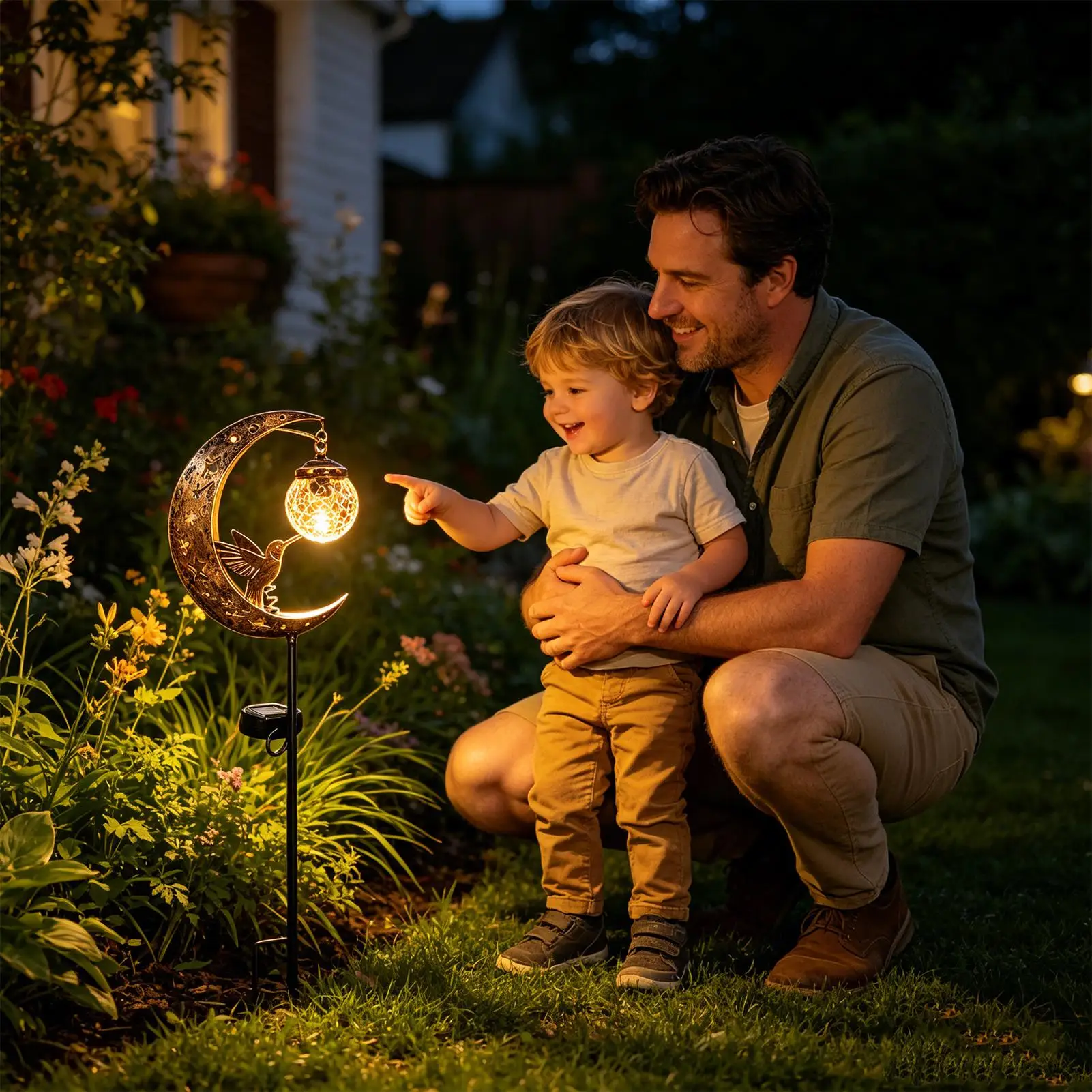 

Solar Stakes Lights For Outside Moon Hummingbird Stake Lamp Solar Lights Outdoor For Garden Patio Lawn Yard Porch Deck Balcony