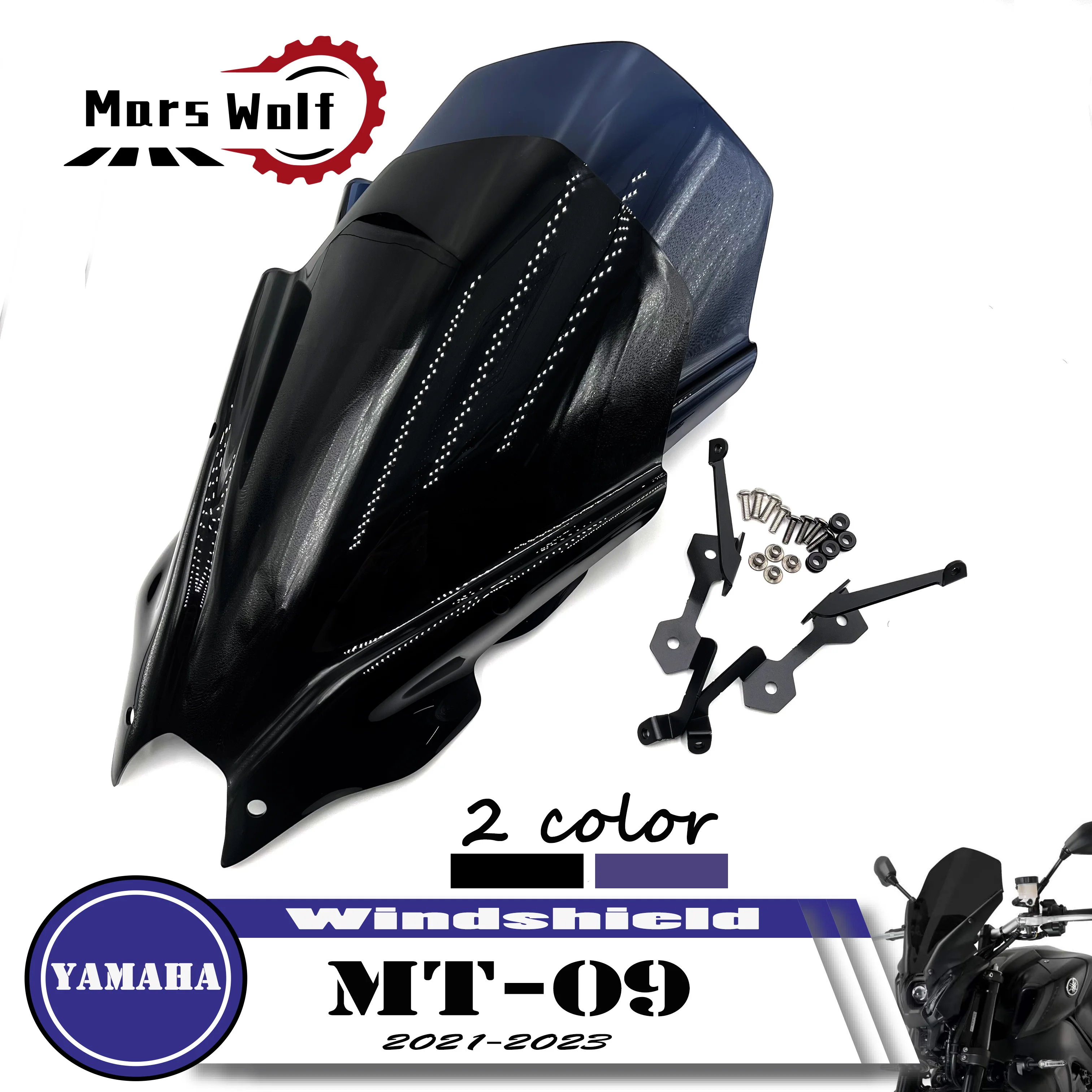 

Motorcycle Touring Windshield Visor Black WindScreen Viser Fits For YAMAHA MT-09 2021 2022 2023 MT09 SP 21 22 23 FZ09 FZ-09