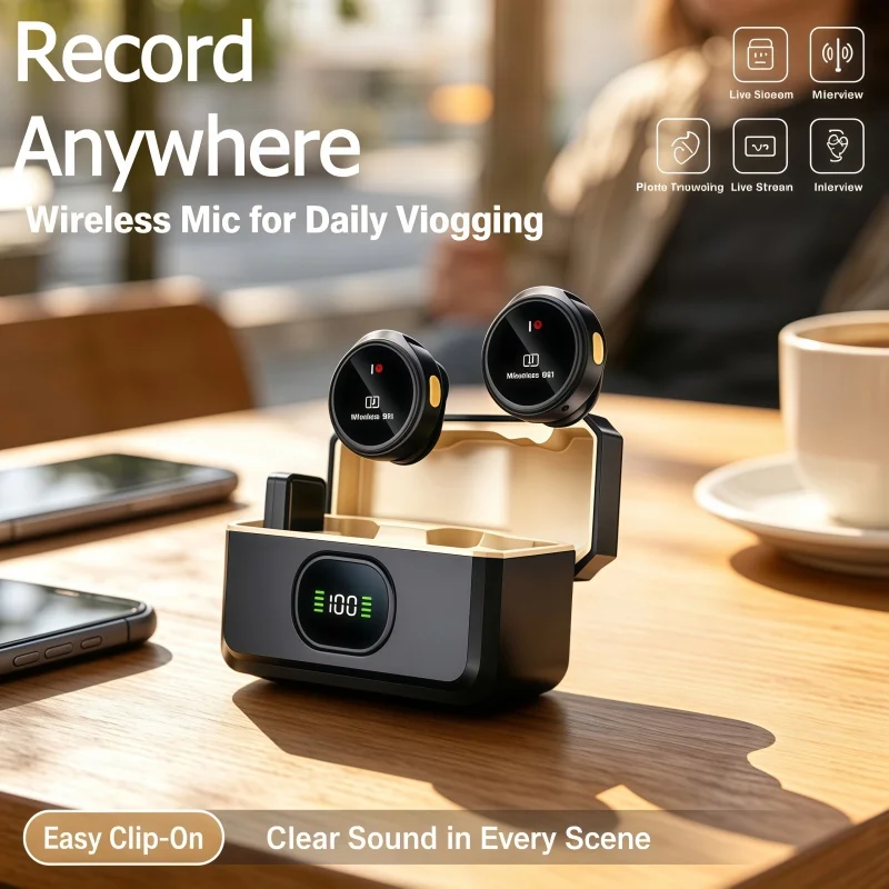 2026 Wireless Lavalier Lapel Microphone iPhone Android / iOS Type-C Phone Live Game Recording Interview with Magnetic Clip