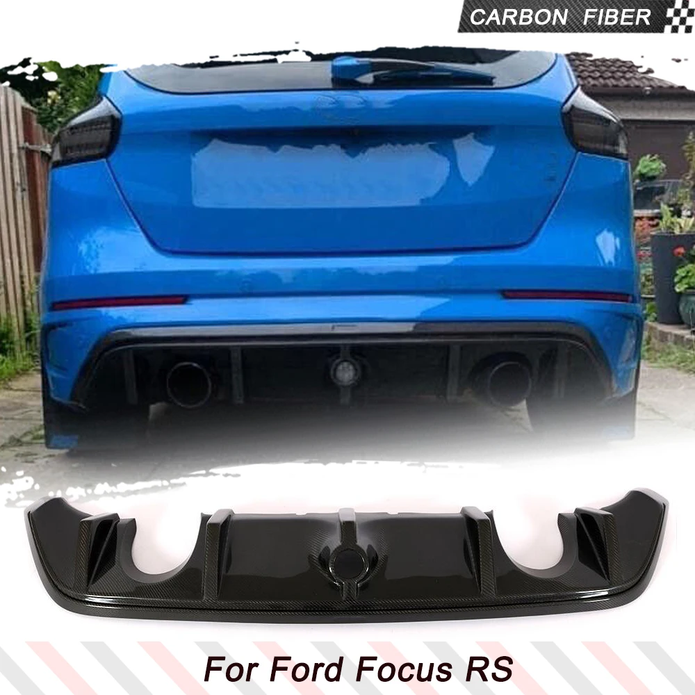 For Ford Focus RS Carbon Fiber Car Rear Bumper Lip Diffuser For Ford Focus RS Hatchback 4 Door 2016-2018 Rear Spoiler Splitter