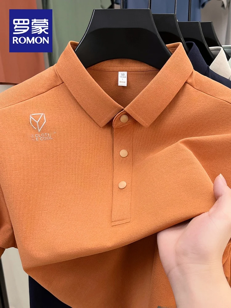 

Rn Busin Casual irt Men's Summer Mid-aged Dad Loose Fit ort Sve Turn-down Collar Thin Pure Color T-irt