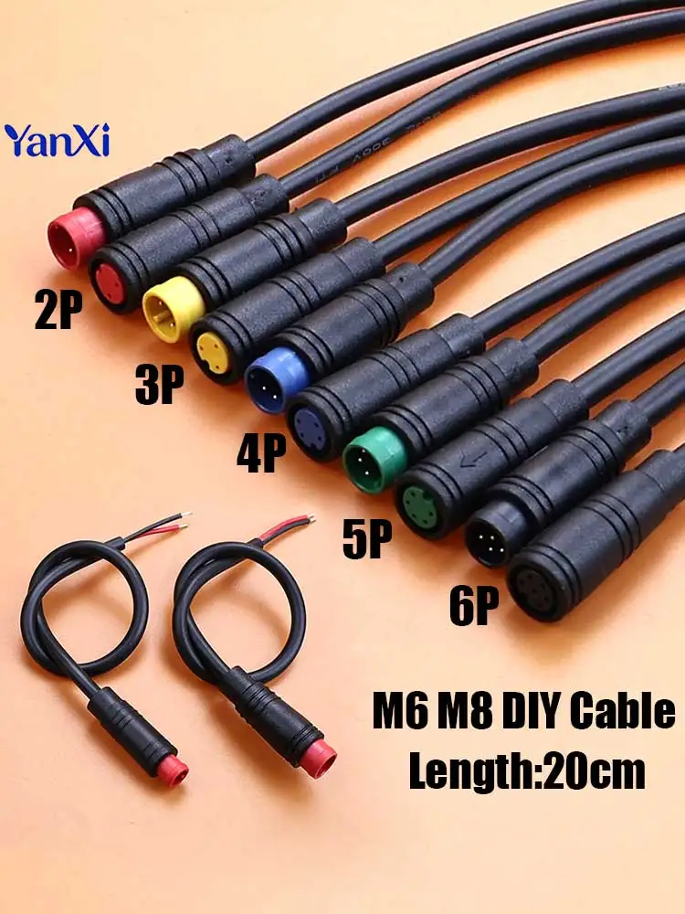 AliExpress ChengHaoRan M6 M8 Waterproof Wire 2/3/4/5 Pin Core 6mm 8mm Male Female Connector Julet Sensor Electric Bicycle Butt Joint Plug DIY Cable