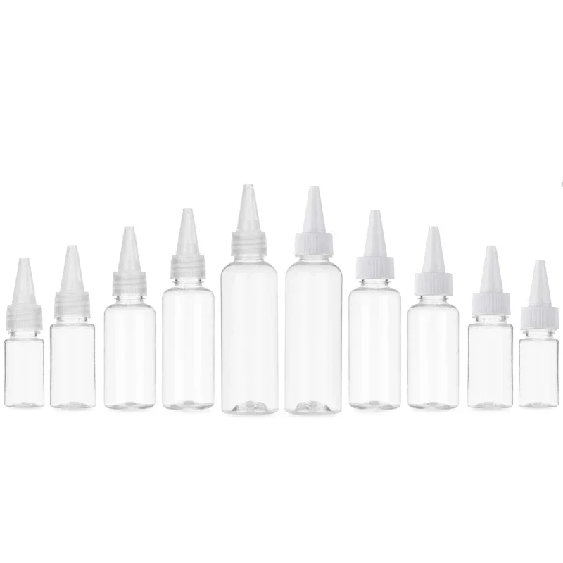 100Pcs 10ml-100ml Squeezable Liquid Gel ink Oil Containers Empty Plastic PET Clear Dropper Bottles With Leakproof Screw-On Lids