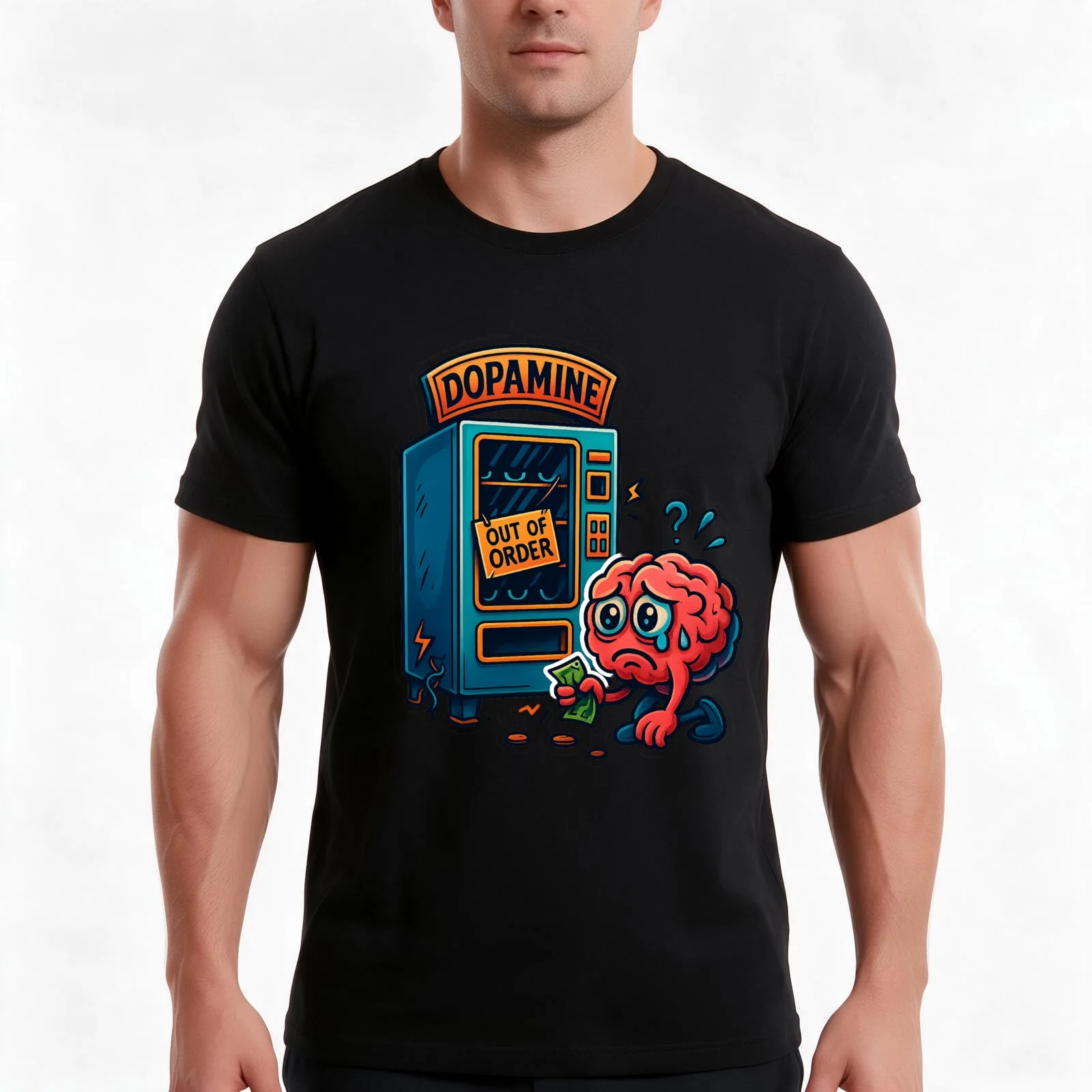 We are out of dopamine T-Shirt, Summer Casual Cotton Tee, Oversized Streetwear Tops, Vintage Graphic Print, Unisex Men Women