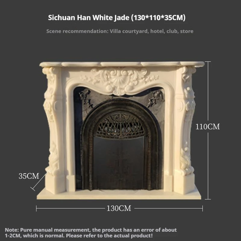 #Carrara marble fireplace-European carved white fireplace, French villa luxury heating decoration, custom light luxury ornaments