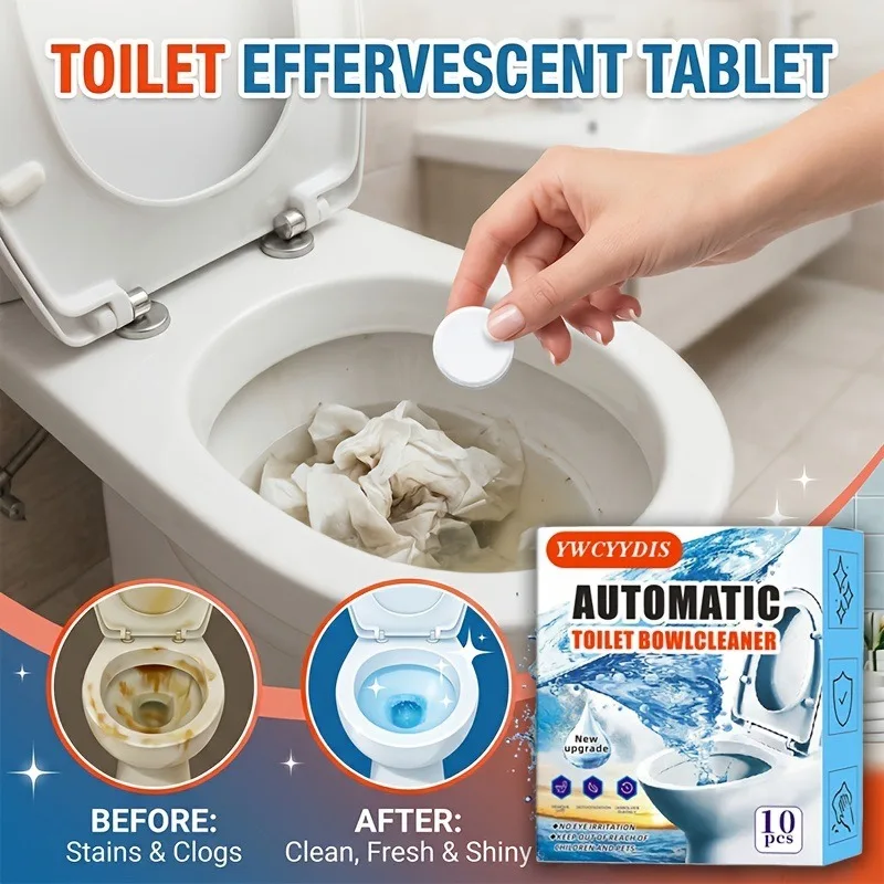Household toilet unclogging effervescent tablets, reactive oxygen cleaning, urine stain removal, odor removal, bathroom cleaning