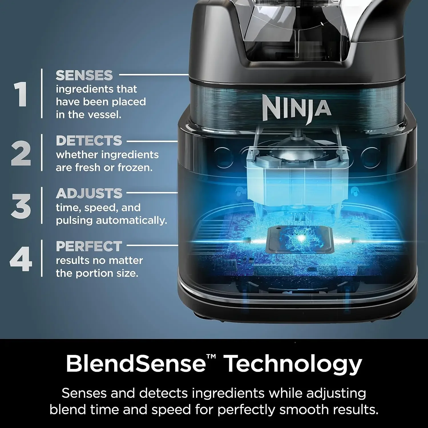 Detect Power Blender Pro + خدمة شخصية فردية، تقنية BlendSense، للعصائر والطعام والمزيد، كونترتو المطبخ المدمج