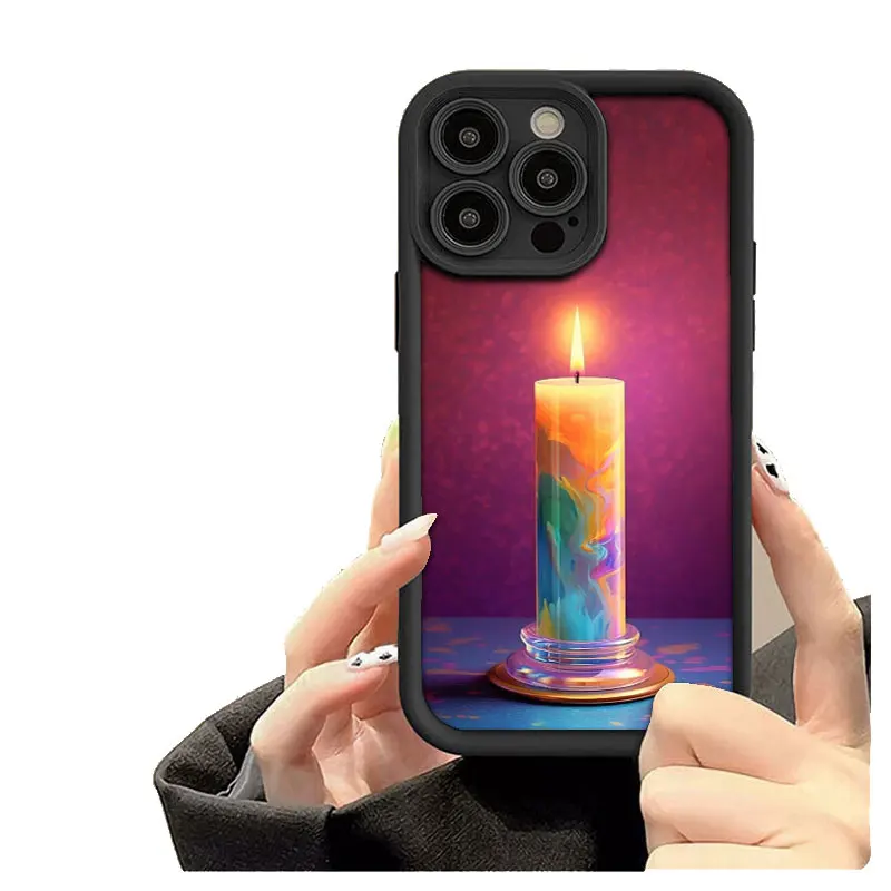 Phone Case for iPhone 15 14 13 12 11 Pro Max Plus 13 Mini X XR XS MAX 8 7 All-inclusive Anti-drop Soft Cover Coque Candle Pray