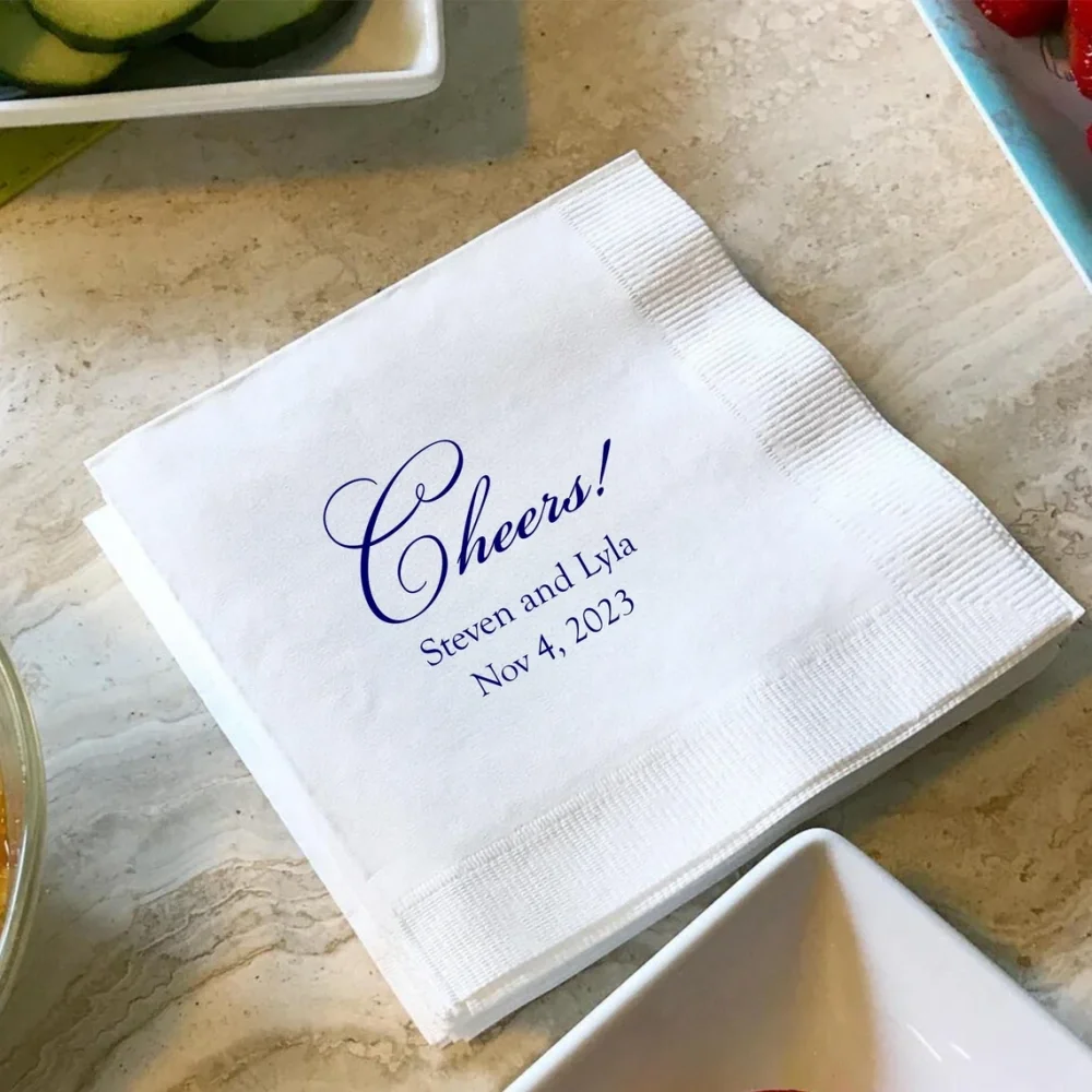 50 pcs Custom Personalized Napkins Wedding,Custom Cocktail initials Paper printed tableware logo bar Monogram wedding Napkins