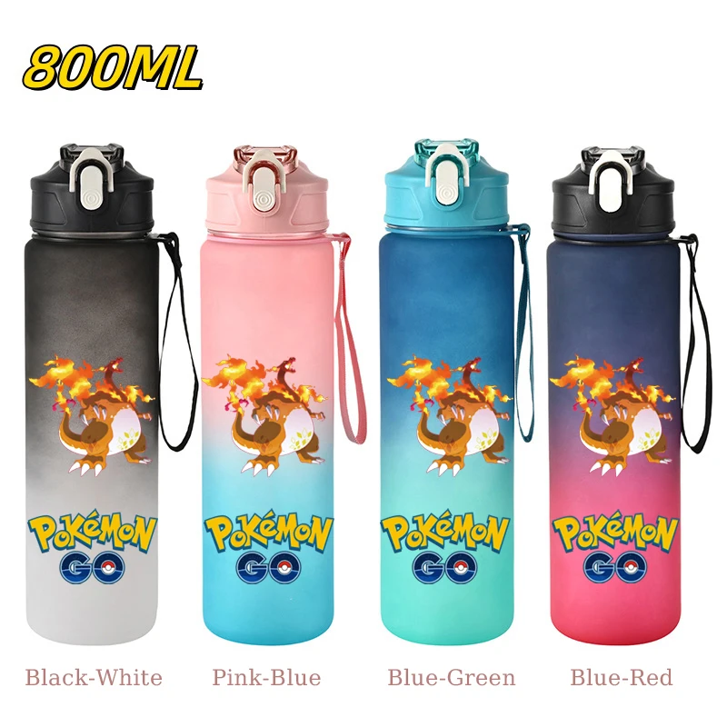 800ML 포켓몬 스포츠 물병 그라디언트 색상 누출 방지 야외 스포츠 피트니스를위한 동기 ... - 4