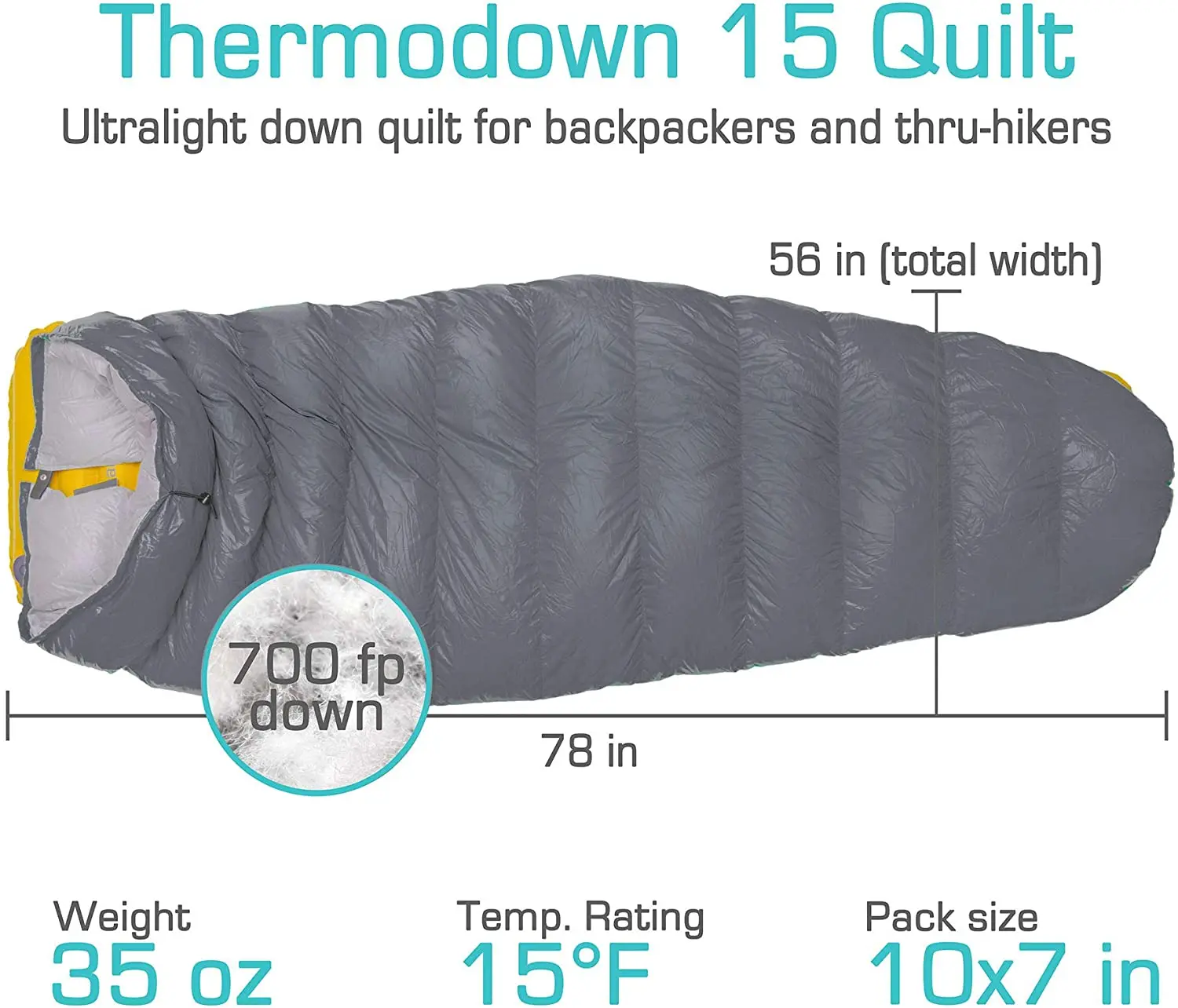 New 5 Degree Down Sleeping Quilt - Ultralight Cold Weather 3 Season Quilt - Perfect for Backcountry Camping Backpacking