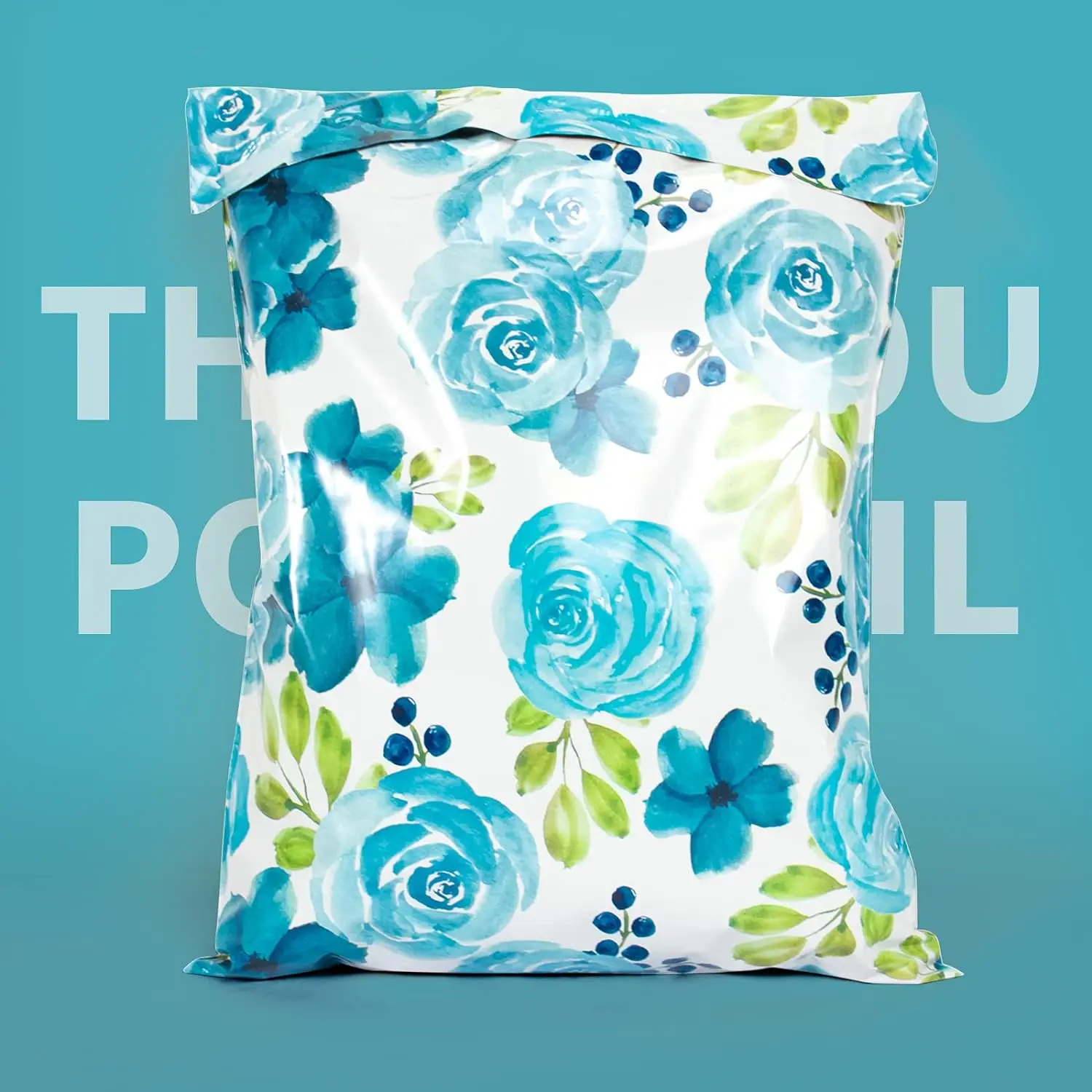 Oududianzi 50PCS 10x13 Inch Poly Mailers Self-Seal Shipping Bags Cute Blue Rose Packaging Bags for Boutique Clothing Gift Packed