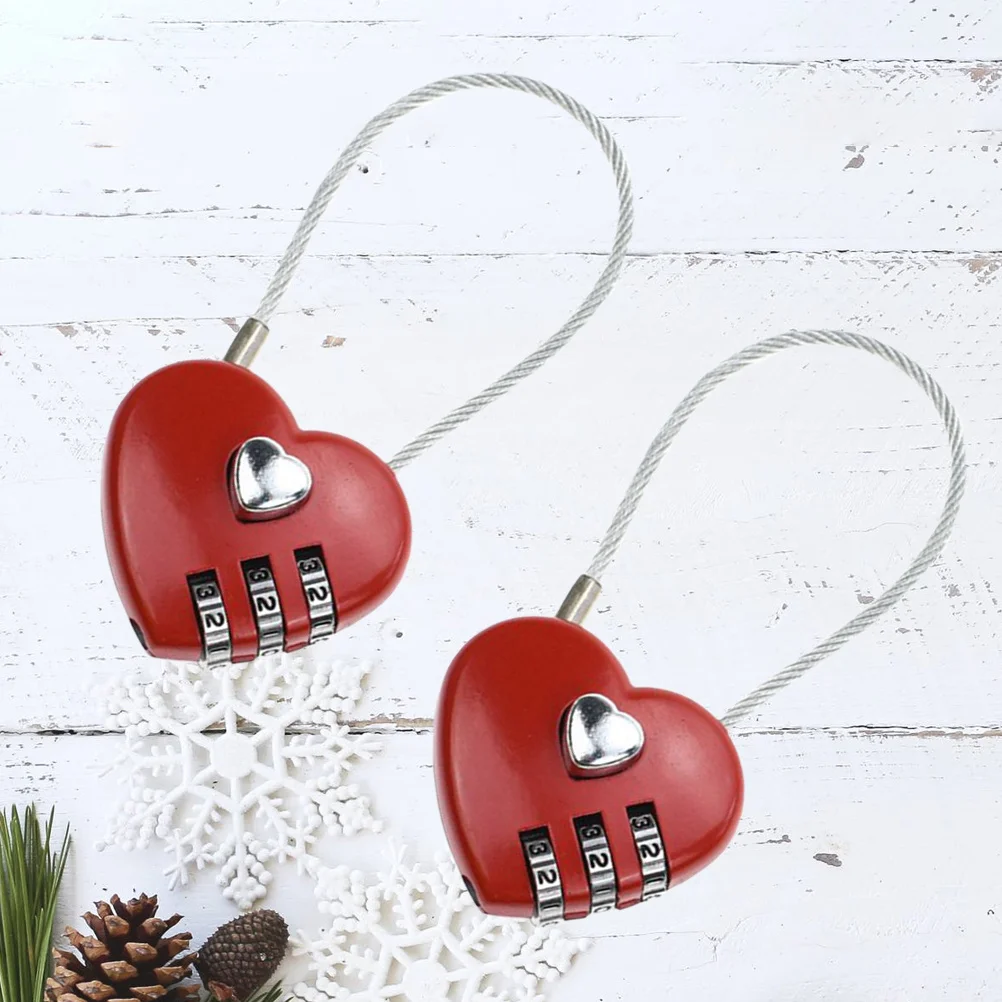 

2Pcs Concentric Zinc Alloy Travel Locks Heart Shape Combination Password Locks Secure Luggage Suitcases Customs Inspection