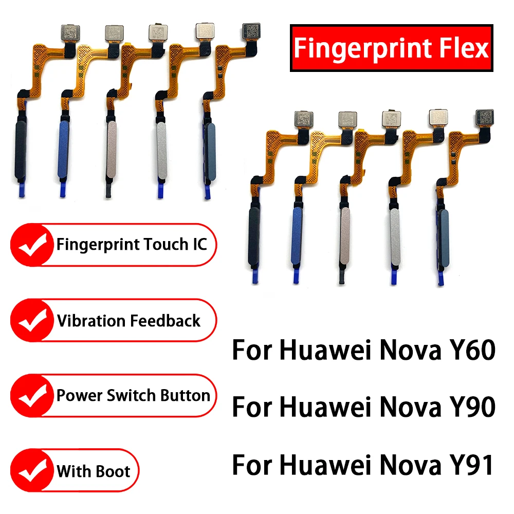 

Fingerprint Sensor Flex Cable For Huawei Nova Y60 Y90 Y91 Power Side Keys On / Off Switch Button Touch ID Sensor Flex Cable