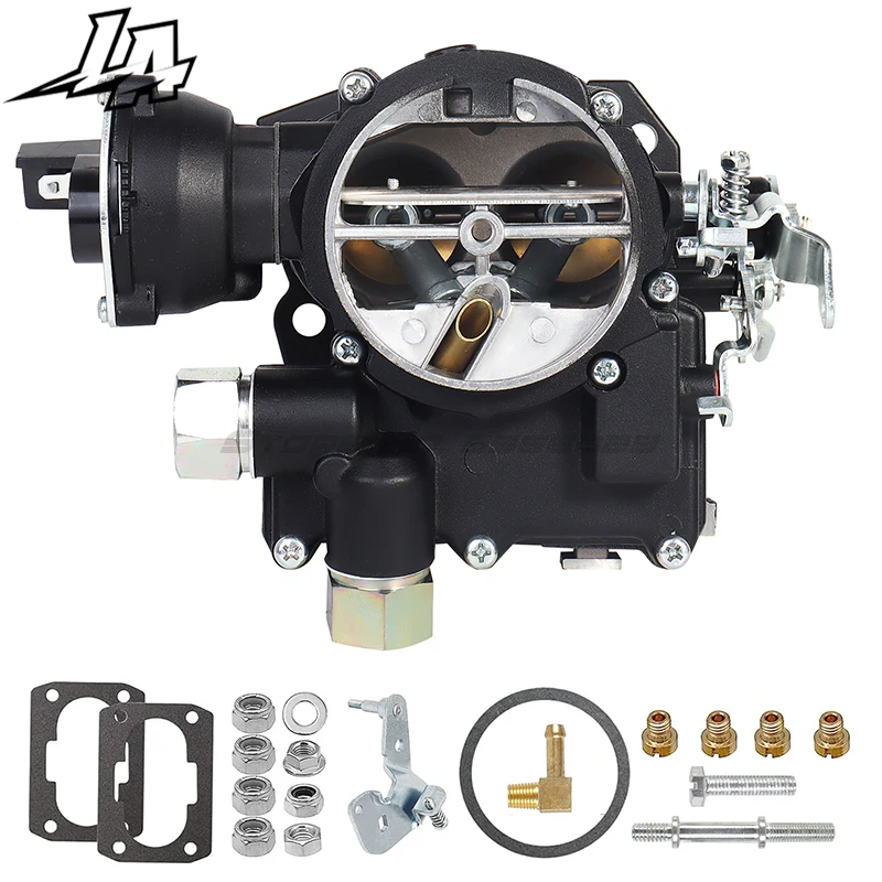 New 2 Barrel Marine Black Carburetor 3310864940A01 8M0045397 for Mercruiser 3.0L 4 Cylinder Engine Long Link Jets Gaskets