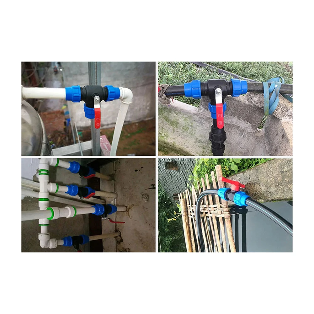 20/25/32/40/50mm PE Pipe Faucet Quick Ball Valve Irrigation Water Pipe Fittings Pipe Ball Valve T-Shaped Connector