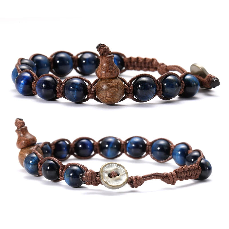 Natural Stone Beads Tibetan Buddhist Bracelet for Men Ruyi Gourd Meditation Mantra Bracelet for Men Yoga Jewelry for Women