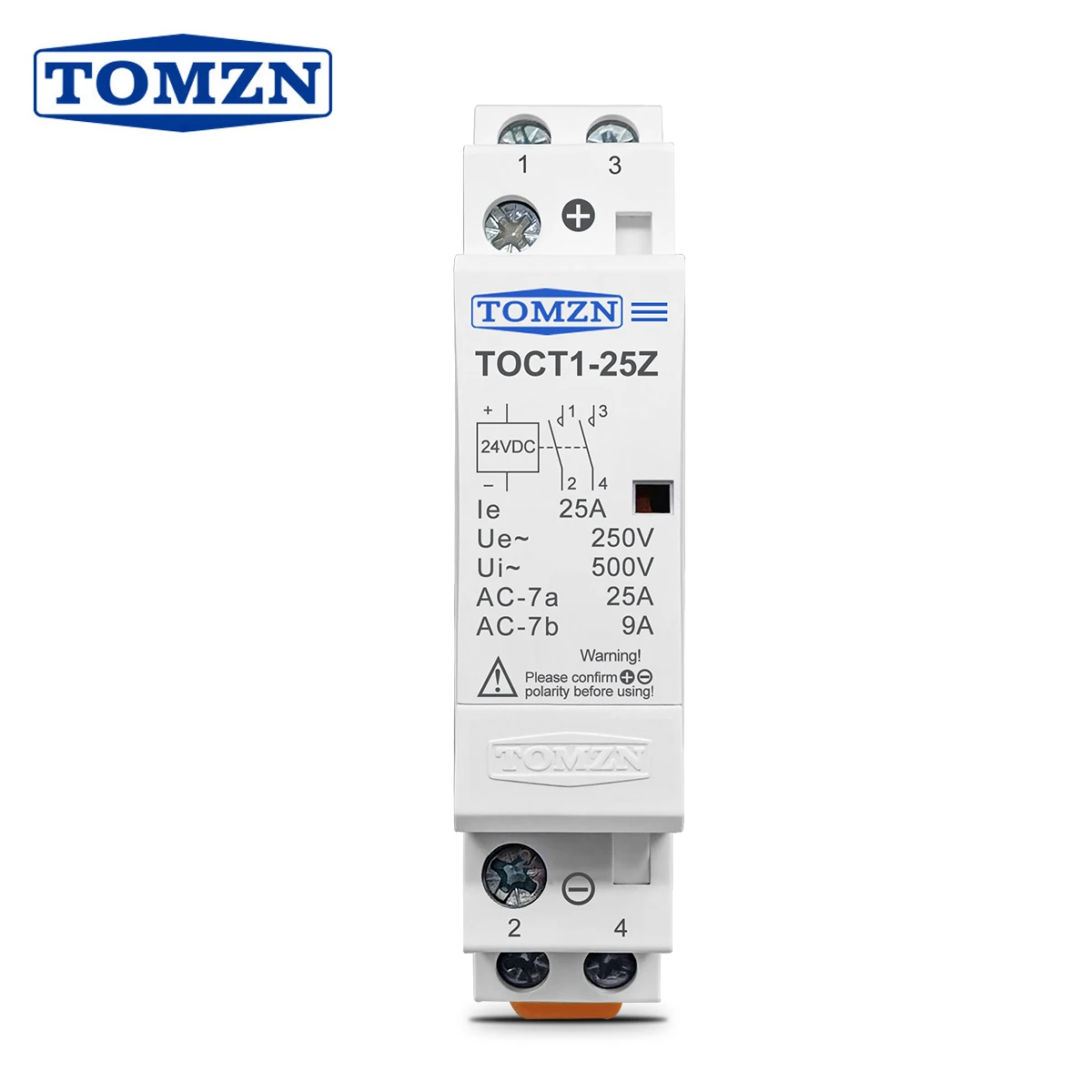 Stycznik modułowy TOMZN na szynę DIN, cewka DC 12V 24V, stycznik domowy AC, 2NO 1NO1NC 2NC TOCT1-25Z
