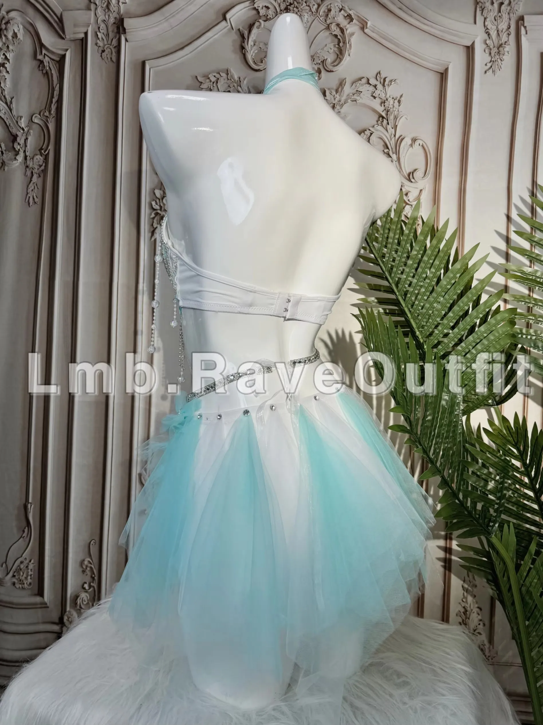 비키니 라인스톤 프린지 반짝이는 나이트클럽 DJ 댄서 폴댄스 의상 럭셔리 전자 음악 페스티벌 사진 촬영 의류