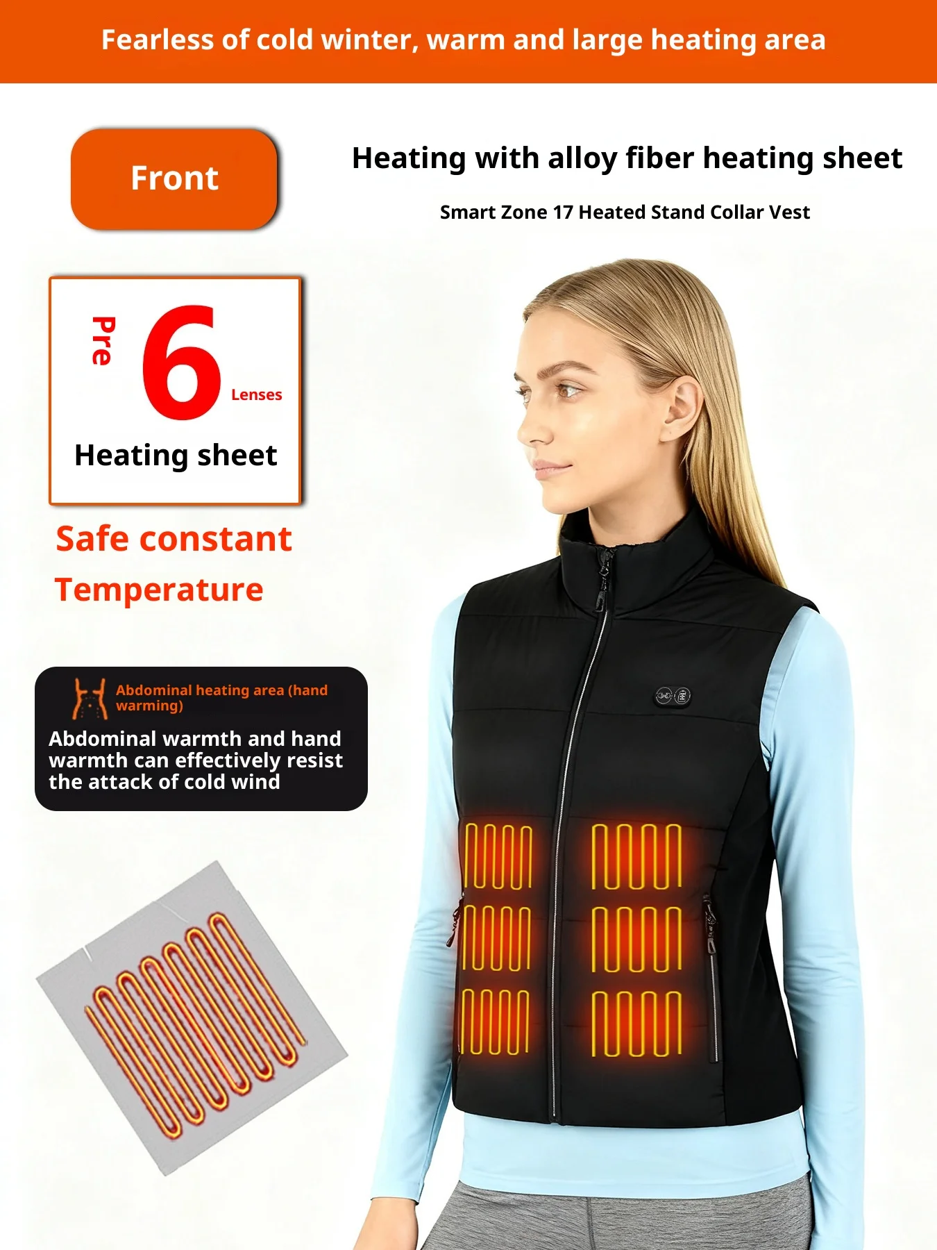 Neue Smart Heizung Weste Männer Frauen 17 Zonen Dual Control Temperatur Fleece Stehkragen USB Elektrische Thermische Winter Weste – Detail 16