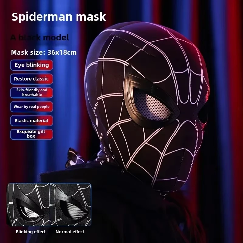 Spider Man Telecontrol Blink Masks Cosplay Headgear Spiderman Movable Eye Mask Party Props Cos Elastic Toys Holidays Gifts