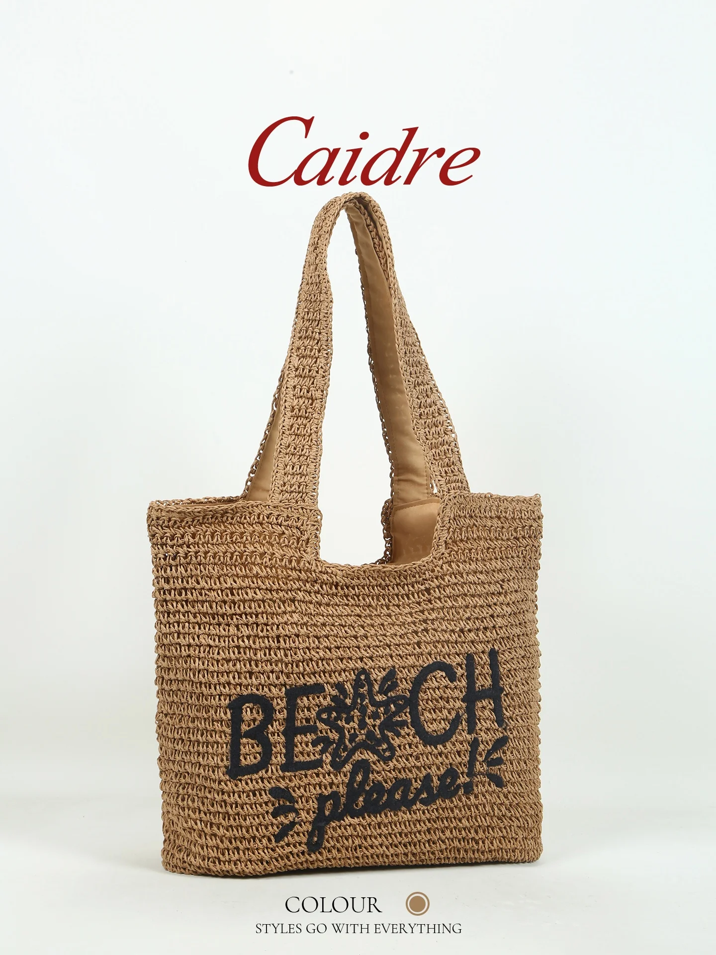 

CAIDRE Summer Vacation Handwoven Straw Tote Bag Women's Shoulder Bag Beach Sandals Artistic Lazy Crossbody Bag Korean Style