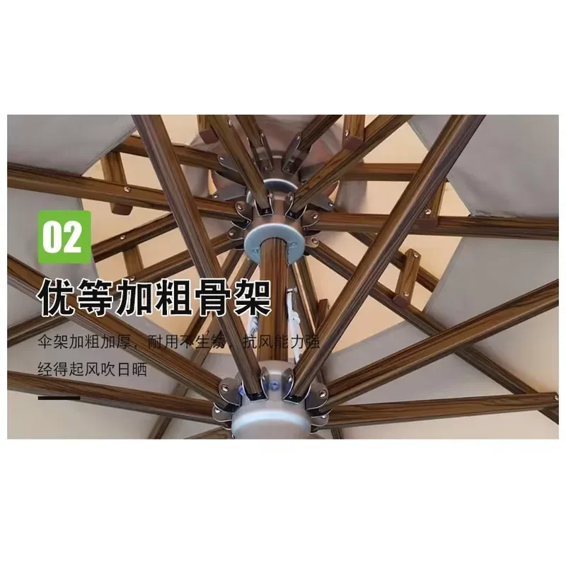 Commercial Outdoor Wood Grain Parasol Center Column Umbrella for Beach Garden Courtyard Hotels Parks-Versatile Outdoor 5