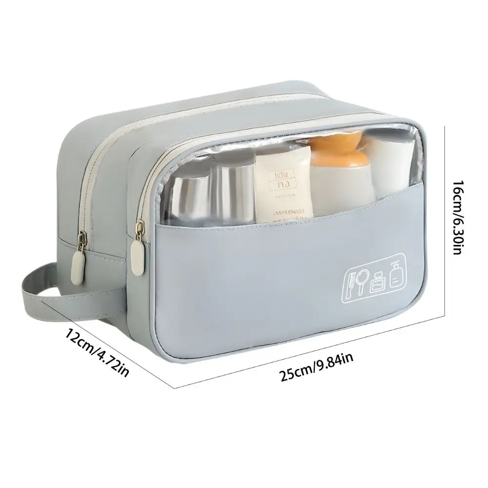 Simple Storage Two-double Makeup Bag Portable Handle Cosmetic Container Water-resistant Lightweight Portable Toiletry Bag Travel image 5