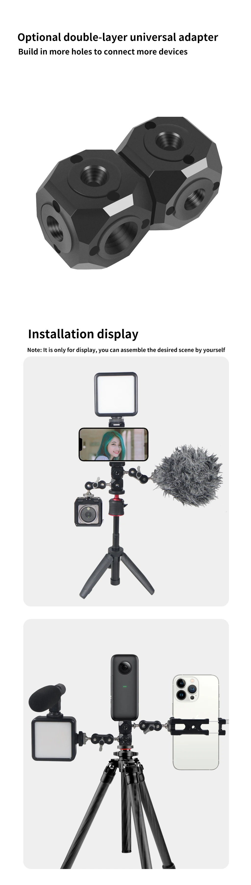Vielseitiger Mini-Magic-Cube-Adapter mit Schraubenloch ARRI 1/4 3/8' für GoPro 13 Insta360 X4 Osmo Blitzlicht Stativhalterung – Detail 10