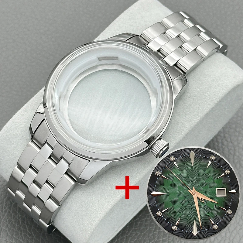 NH38 NH35 Case 40mm Cocktail-Style Case Domed Crystal Silver Cocktail Case with 35mm Dial Hands Fit For NH35/NH38 Movements