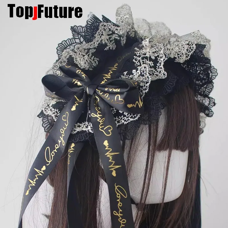 Black Gold Luxury Headwear Spike Lolita Y2K girl Gothic Punk Harajuku feather Small hat elegant Hairpins Collar Bag Wristband - view 3