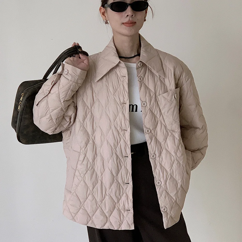 2025 outono/inverno jaqueta feminina para deslocamento camisa casual 90 jaqueta de pato branco