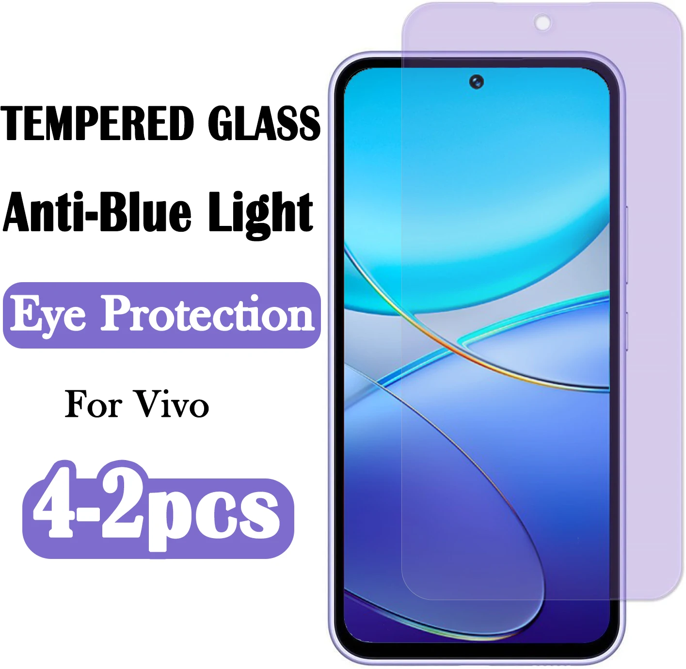 

2-4Pcs Anti-blue Light Tempered Glass For Vivo V30 Lite V20 V30 V40 SE V29e V27e V25e V23e V21e V25 V23 V21Screen Protector Film