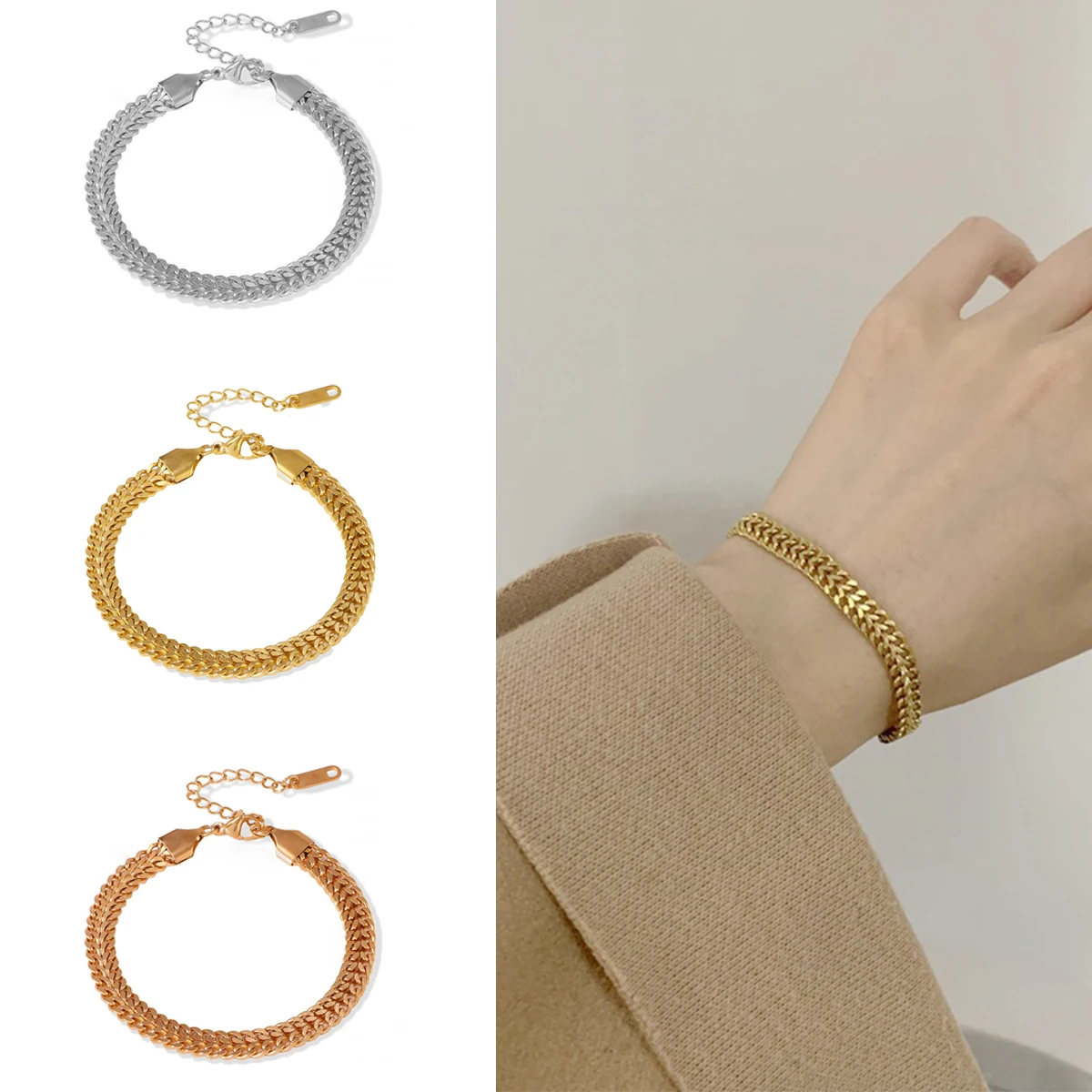 

Vintage Mesh Link Bracelet for Women Men Cuba Chain 316L Stainless Steel Chain Bracelets Party Fashion Wristhand Jewelry Gifts