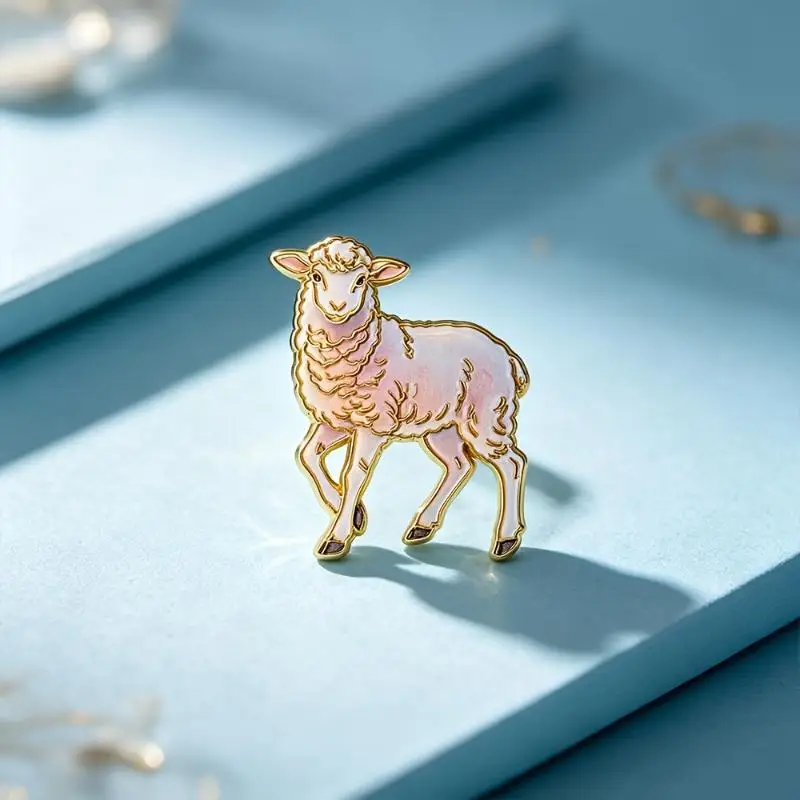 ⑧ Creative Zodiac Brooch Cute Curly Sheep Brooch Women Simple Rhinestone Animal Badges Men Suit Pins Accessories Party Gifts
