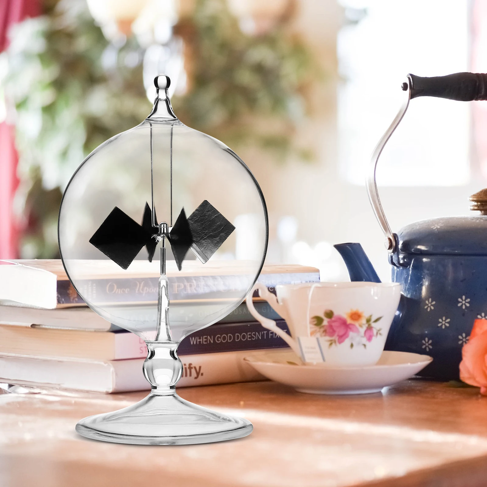 

1Pcs Radiometer Solar Power Crookes Glass Slow Rotating Vanes Sunlight Energy Conversion Desktop Decor Radiometer