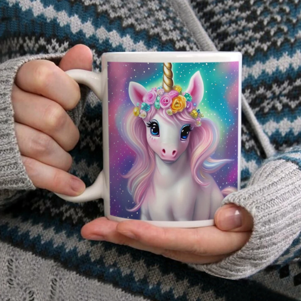 

Fantasy Cute Kawaii Baby UnicornCoffee Mug Tea Cup 11oz Coffee Cup Funny Birthday Ceramic Mug Personalized Cup