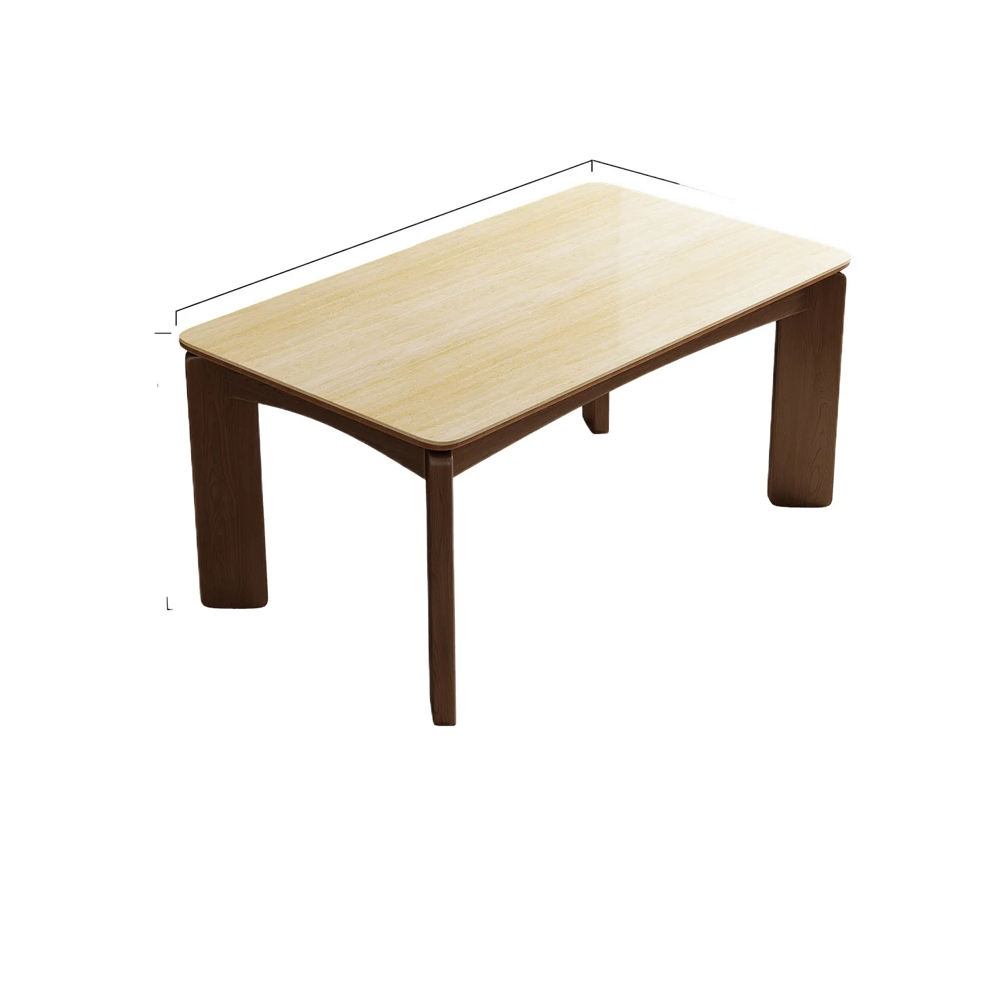 LMM retro wind yellow cave rock slab dining table and chair combination simple rectangular solid wood dining table