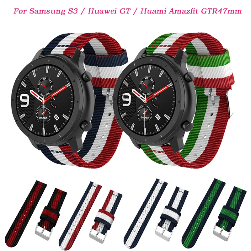 

22mm Nylon watchband For Samsung Galaxy watch 46mm / Huawei GT / Huami Amazfit GTR47mm For Garmin forerunner 45 Bracelet