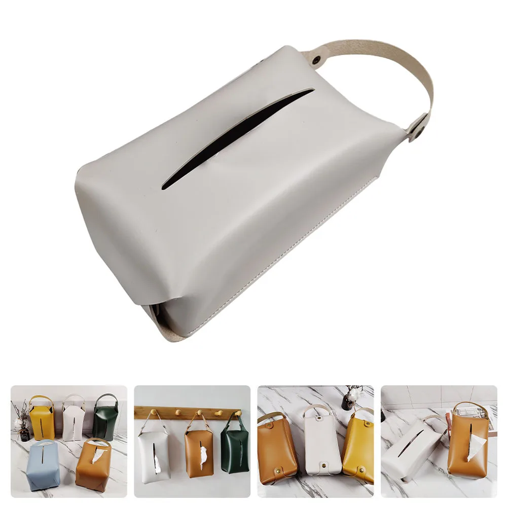 

1Pcs Hanging Tissue Holder Decorative Napkin Box Flat Design Breathable Waterproof Storage Case for Home Office Car