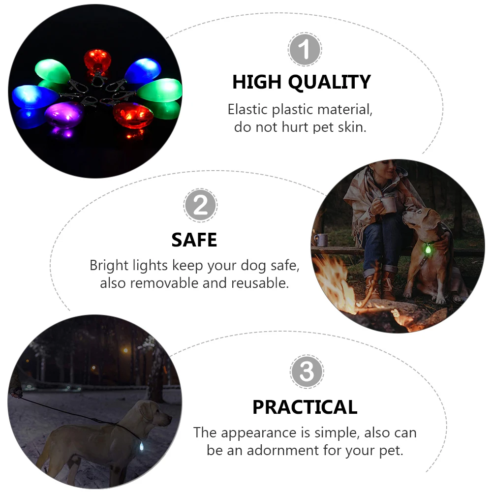 

2Pcs Night Key Light Rechargeable Dog Pendant LED Blue Plastic Safety Collar Pet Glow in Dark Visible Lightweight