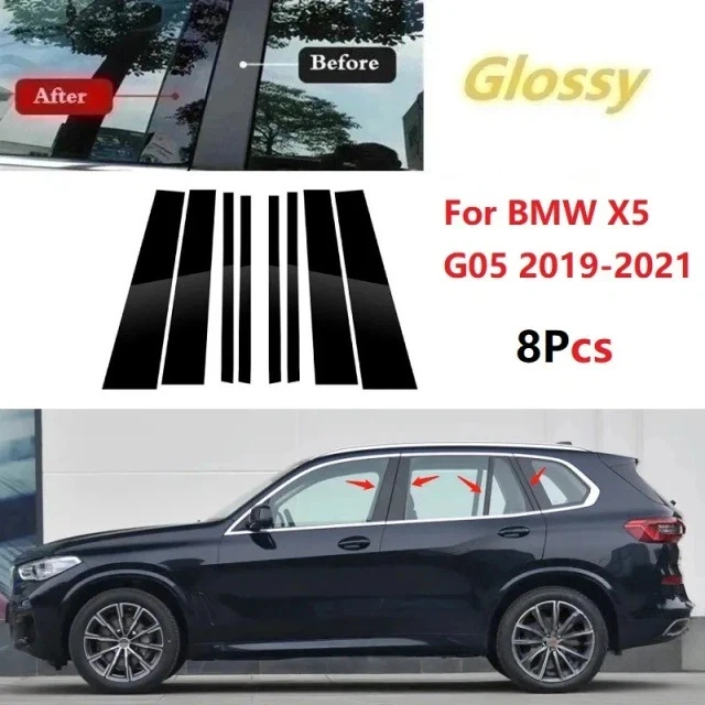 

For BMW X5 E53 E70 G05 2000-2023 8PCS Window Trim Covers Center Film Column B C Pillar Posts Sticker Car Accessories