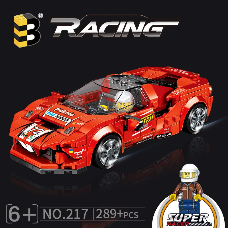 

B Racing Car Building Blocks Small Particle 311 Pcs Educational Assembly Toy Gift For 6+ Kids Kindergarten Enrollment Car Model